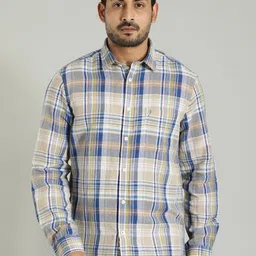 Indian Terrain Men India Slim Spread Collar Tartan Checked Blend Slim Fit Casual Shirt-image-27