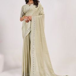 KALINI Embellished Mirror Work Pure Chiffon Saree-image-58