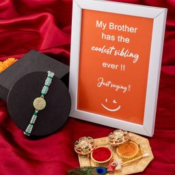 PANASH Gold Plated Beaded Thread Rakhi Comes With Photo Frame & Roli Chawal-image-77