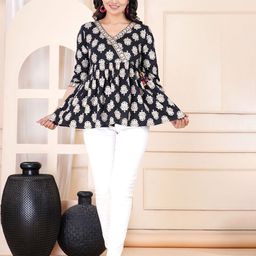 L.H HANDICRAFTS Women Floral Printed Cotton Top-image-49