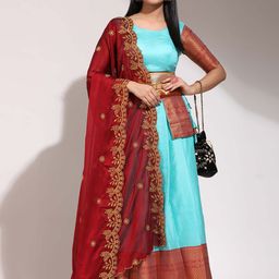 DIVASTRI Semi-Stitched Lehenga & Unstitched Blouse With Dupatta-6