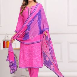 KALINI Women Floral Yoke Design Regular Beads and Stones Pure Silk Kurta with Trousers & With Dupatta-picture-16