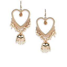 ANIKAS CREATION Gold-Plated Heart Shaped Jhumkas image 3