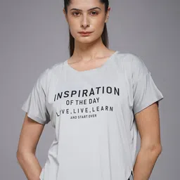 MKH Women Typography Printed Dri-FIT Raw Edge T-shirt-image-77