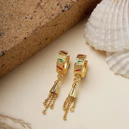 ANIKAS CREATION Gold-Plated Contemporary Shaped Hoop Earrings-picture-25