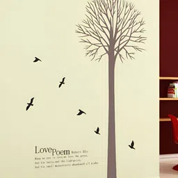 Asian royal Brown & Black Tree & Birds Printed Wall Sticker-image-78