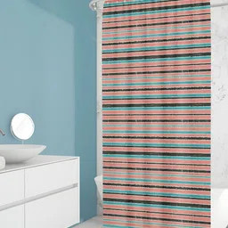 ArtzFolio Peach & Black Printed Waterproof Shower Curtain-image-66