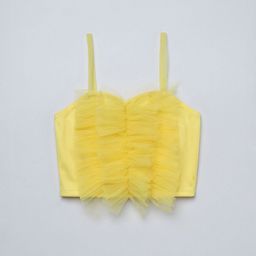 taffykids Girl's Shoulder Straps Sleeveless Ruffles Fitted Crop Top-picture-13