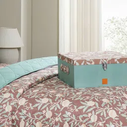 MASPAR Red & Green 6 Pieces Floral Cotton Double King Superfine Bedding Set-2