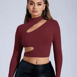Stylecast X Slyck Women High Neck Fitted Crop Top-image-86