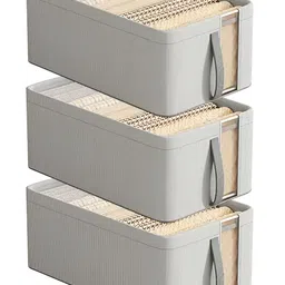 HOUSE OF QUIRK Grey Set of 3 Regular Multi-Utility Organisers-15