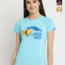 Dreambe Women Pack of 3 Looney Tunes Graphic Printed Round Neck Cotton T-shirts-picture-8