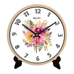 OLIVE TREE Peach-Coloured & White Printed Contemporary Table Clock-32