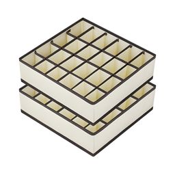 TIED RIBBONS Beige Set of 2 Regular Drawer Organiser Organisers image 1