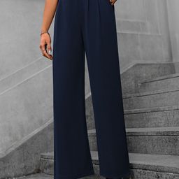 Outzidr Women High-Rise Pleated Straight Fit Trousers-image-47