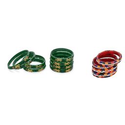 SOMIL Set Of 12 Green Alloy Artificial Stones & Beads Bangles-picture-33