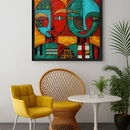 999Store Red & Blue 1 Piece Abstract Faces Canvas Wall Art-image-99