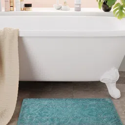 Bichauna Element Blue & White Anti-Skid & Non-Slip Rectangular 1300-GSM Bath Rug-picture-2