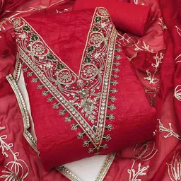 KIMISHA Floral Embroidered Sequinned Unstitched Dress Material-image-24