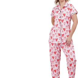 GuSo Shopee Women Red Cotton Blend Night suits-image-36