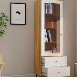 HEXA RED White & Brown Moisture & Termite Resistant Free Standing Book Shelf image 3