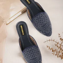 FLYING&SAM Women Embellished Pointed Toe Ethnic Regular Mules Flats-picture-11