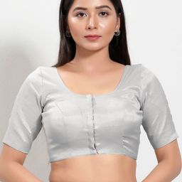 VAMAS - THE DESIGNER BLOUSES Silk Round Neck-Neck Padded Saree Blouse-image-42