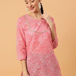 NEESH Floral Printed Pure Cotton Kurti-image-89