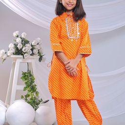 BAESD Girls Leheriya Printed Regular Pure Cotton Kurti with Salwar-picture-6