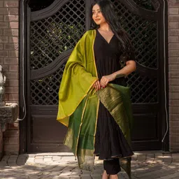 craftroots Ombre Chanderi Dupatta with Zari image 4