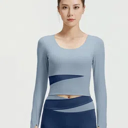 HRX by Hrithik Roshan Women Slim Fit Colourblocked Sports Tshirt-image-85