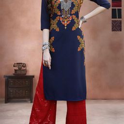 Anouk Rustic Women Pack Of 4 Ethnic Motifs Printed Round Neck Crepe Kurta-image-72