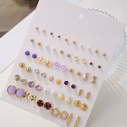 DressBerry Set Of 30 Gold-Plated Alloy Studs-picture-21