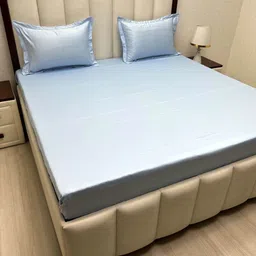 Pure Decor Blue Pure Cotton 330 TC King Bedsheet Set 2.74m x 2.74m-image-50