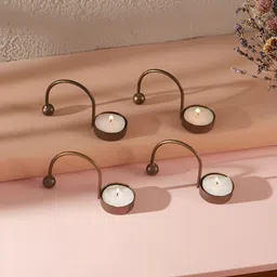 Homspurts Copper-Toned Set of 4 Candle Holder-12