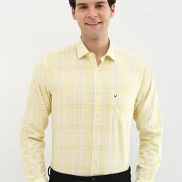 Allen Solly Men Spread Collar Windowpane Checked Cotton Slim Fit Formal Shirt-image-66