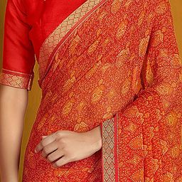 Anouk Rustic Ethnic Motifs Pure Chiffon Saree image 3