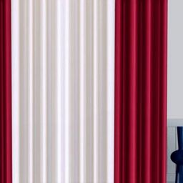 BELLA TRUE White & Maroon Orange 4 Pieces Window Curtains-image-42