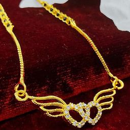 Saizen Gold-Plated American Diamond Studded & Beaded Mangalsutra-image-38