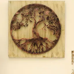 vedas Mystical India Beige & Copper-Toned W-Oni Tree Wall Decor-8
