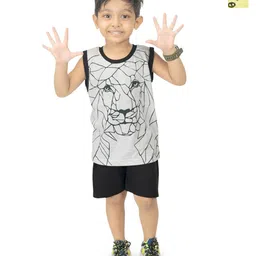 BAESD Boys Pack Of 2 Graphic Printed Round Neck Sleeveless T-shirt With Shorts-16
