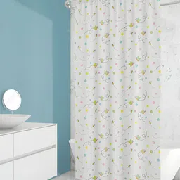 ArtzFolio White & Green Printed Water Proof Shower Curtain-11