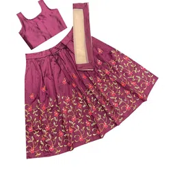 Shoryam Fashion Girls Purple Raw Silk Lehenga Choli-picture-43