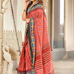 KALINI Red Cotton Blend Printed Sarees-picture-39