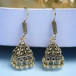 Anouk German Gold-Plated Oxidised Dome Shaped Jhumkas-15