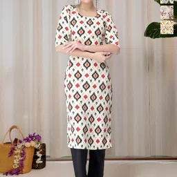 HERE&NOW Selection Of 3 Ethnic Motifs Printed Round Neck Straight Kurta-image-19