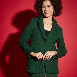 Women Self Design Single Breasted Casual Blazer-picture-10