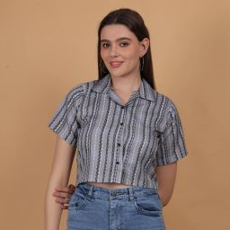 Women Regular Fit Striped Lapel Collar Casual Shirt-image-67