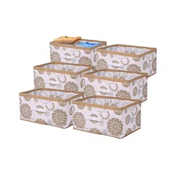 Aura White & Gold Toned 6 Pieces Printed Drawer Organisers-32