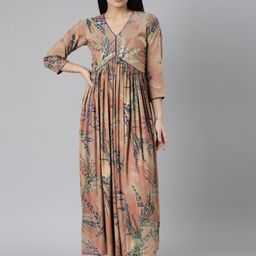 Neerus Floral Print Maxi Dress-image-31